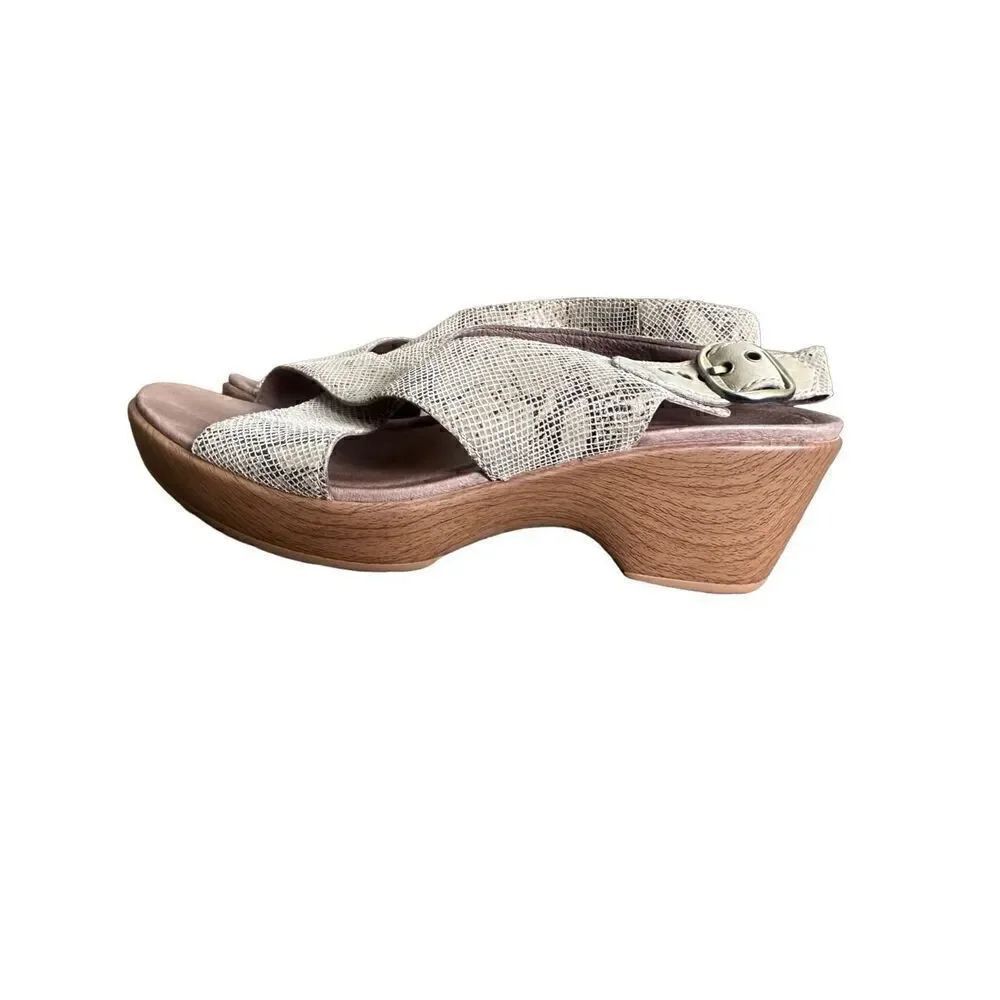 Dansko Jacinda Taupe Snake Slingback Sandals Size 38. US Size 7.5 - 8 - Picture 3 of 15